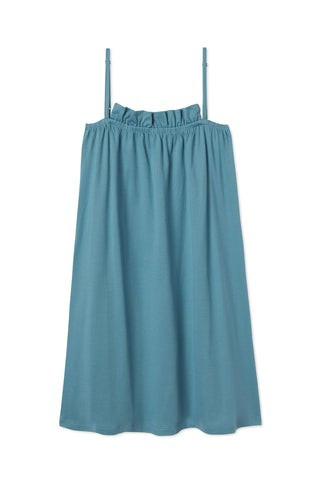 Pima Ruffle Nightgown in Nimbus | LAKE Pajamas