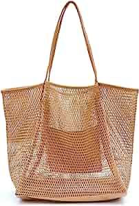 HOXIS Mesh Beach Tote Womens Shoulder Handbag | Amazon (US)