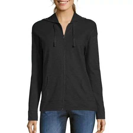 Hanes Women's Athleisure Slub Jersey Cotton Full Zip Hoodie | Walmart (US)