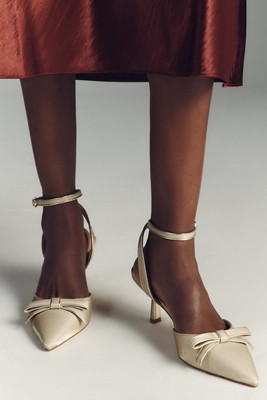 Maeve Pointed-Toe Ankle-Strap Bow Heels | Anthropologie (US)