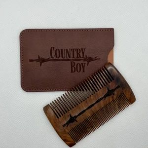 Custom Engraved Sandalwood Beard Comb, Engraved Carrying Case, Gift for Men, Beard Grooming Tool,... | Etsy (US)