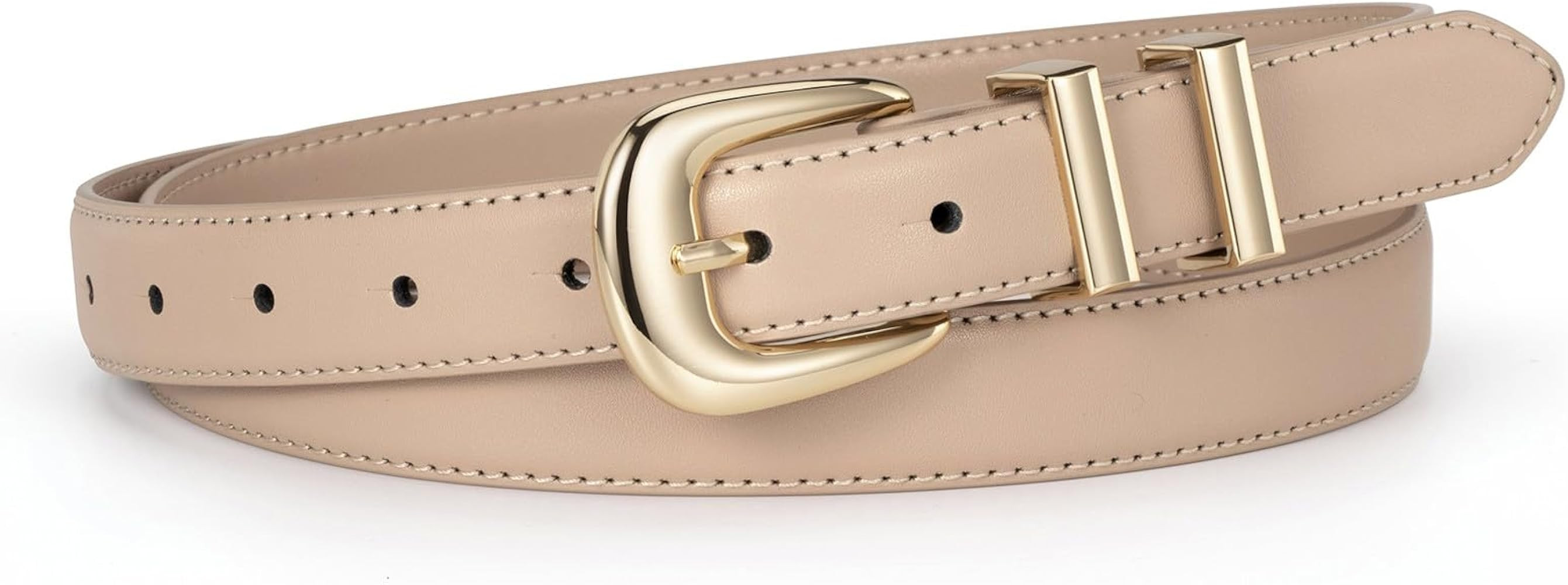Womens Belt Fashion Leather Wais Belt for Jeans Pants Dresses with Gold Buckle | Amazon (US)