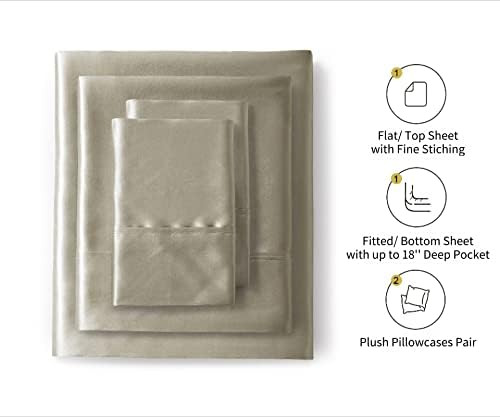 Lanest Housing Silk Satin Sheets, 4-Piece King Size Satin Bed Sheet Set with Deep Pockets, Coolin... | Amazon (US)