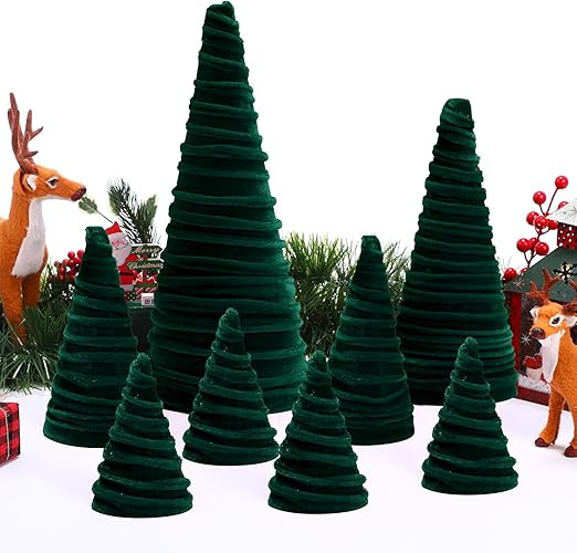Liliful 8 Pieces Christmas Velvet Trees Set Modern Christmas Decor 4 Sizes Handmade Christmas Tab... | Amazon (US)