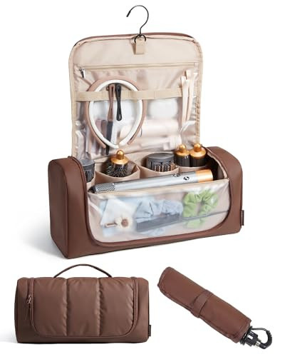 BAGSMART Hair Tool Organizer Travel Bag Compatible with Dyson Airwrap,Shark Hair Dryer, Wide-open Dyson Case with Heat Resistant Mat, Metal Hanging Hook for Long Barrel, Straighteners, Curling Iron | Amazon (US)