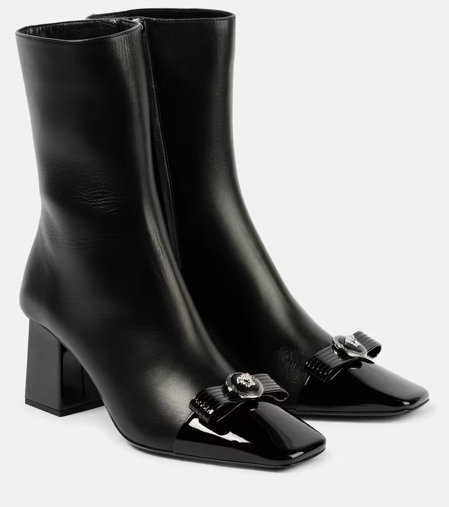 Versace Gianni Ribbon 70 leather ankle boots | Mytheresa (UK)