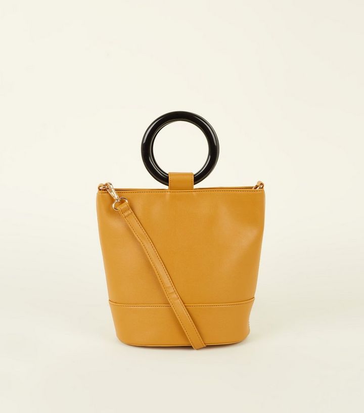 Mustard Resin Ring Handle Bucket Bag Add to Saved Items Remove from Saved Items | New Look (UK)