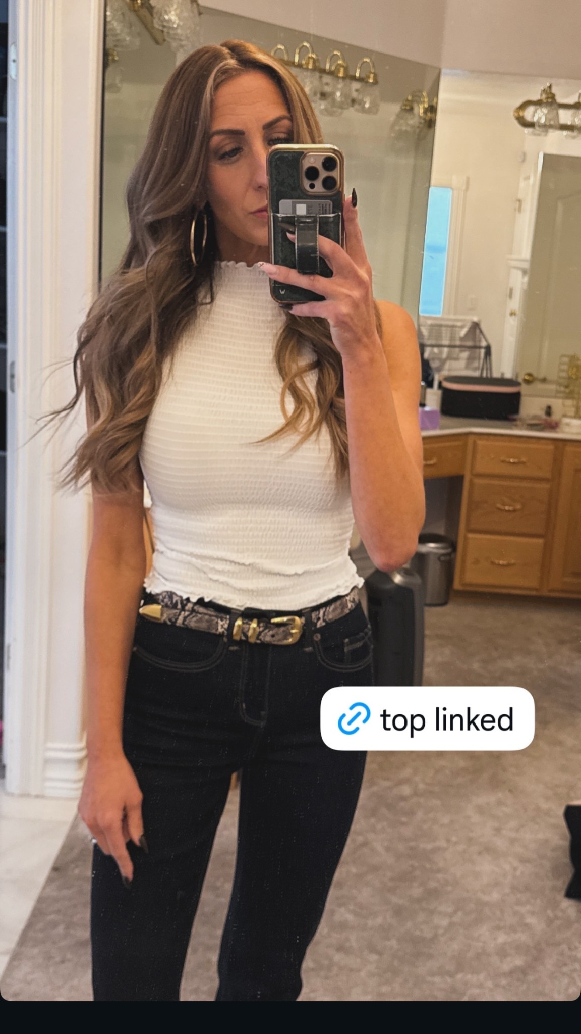 White mock neck tank I wore for my “fake” podcast 😅