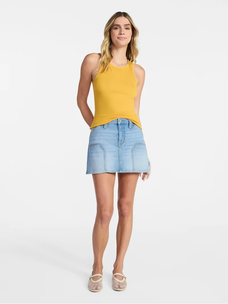 No Boundaries Ribbed High Neck Tank Top, Women's XXS-XXL | Walmart (US)