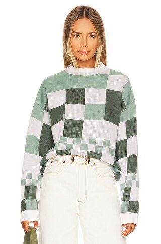Song of Style Fausta Check Jacquard Sweater in Tonal Green from Revolve.com | Revolve Clothing (Global)