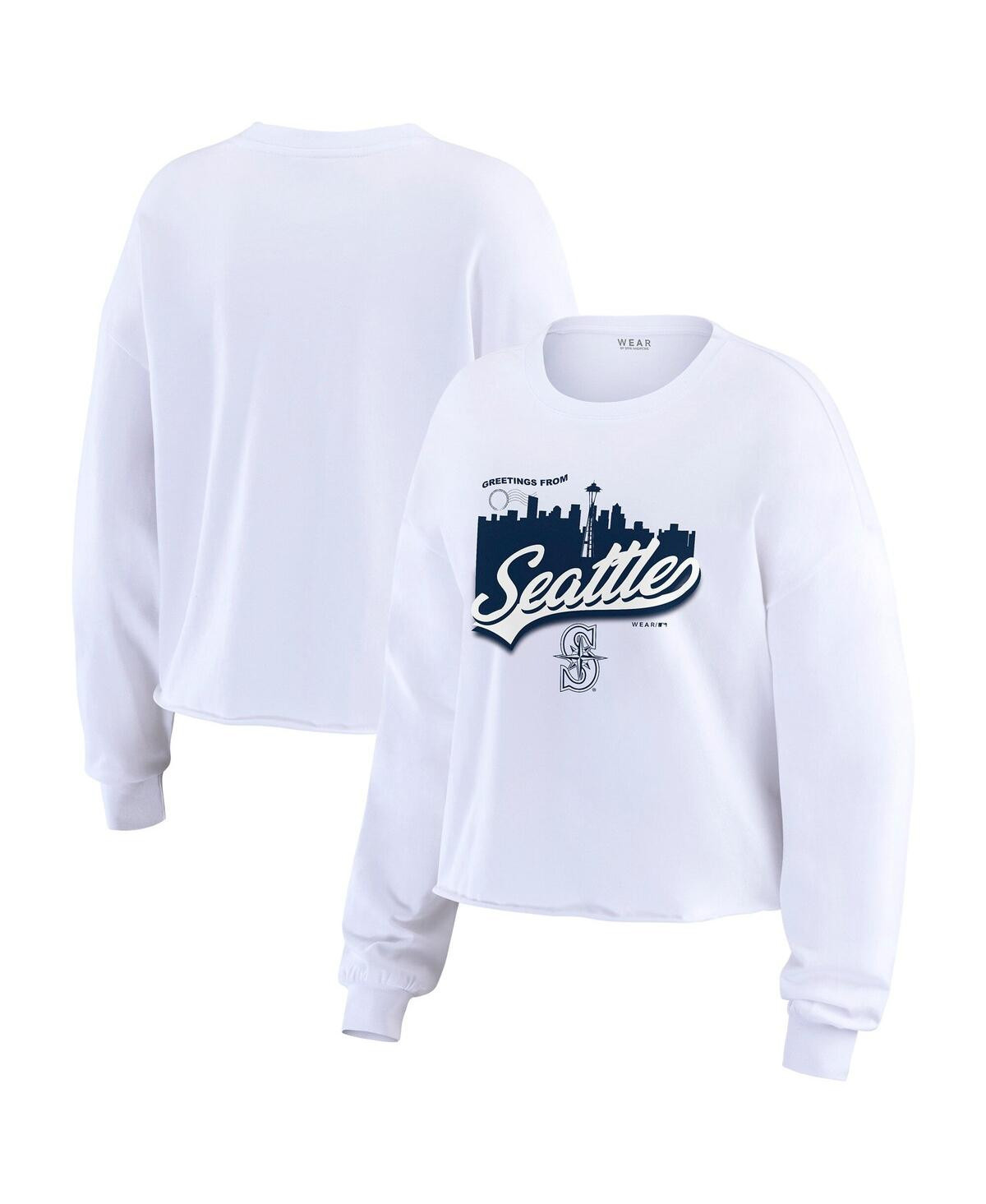 Wear By Erin Andrews Women's White Seattle Mariners Domestic Postcard Long Sleeve T-Shirt - White | Macy's