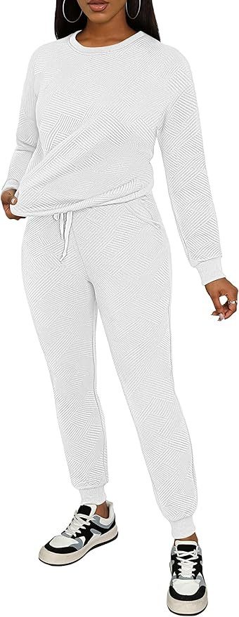 AOMONI Women's 2 Piece Outfit Sweatsuit Sets fall winter Long Sleeve Crewneck Pullover Tops and S... | Amazon (US)