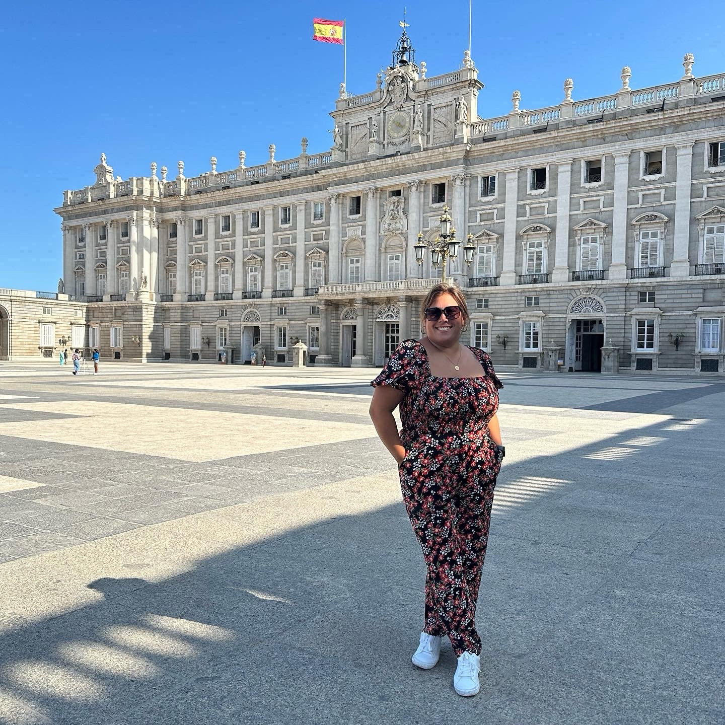 👑 The Royal Palace of Madrid 👑

While this floral jumpsuit was great for touring the largest palace in Europe, it’s also become a staple of my wardrobe at home.

I wear this to brunches, on date nights, to run errands. Literally can wear to most events!

The fabric is thin so great for warm weather wear.. not an item suitable for my MN winters.

I paired this with my go-to tennis shoes and everyday gold jewelry for a clean, functional look.

What I love about this piece:
✨ no bra required 😏
✨ cute pattern
✨ length of pant — no need for shoes with height for a shorty like me
✨ POCKETS
✨ durable piece

**this item is not available in the size shown in my photos for this pattern but there are other patterns available**

#LTKFindsUnder50 #LTKMidsize #LTKTravel