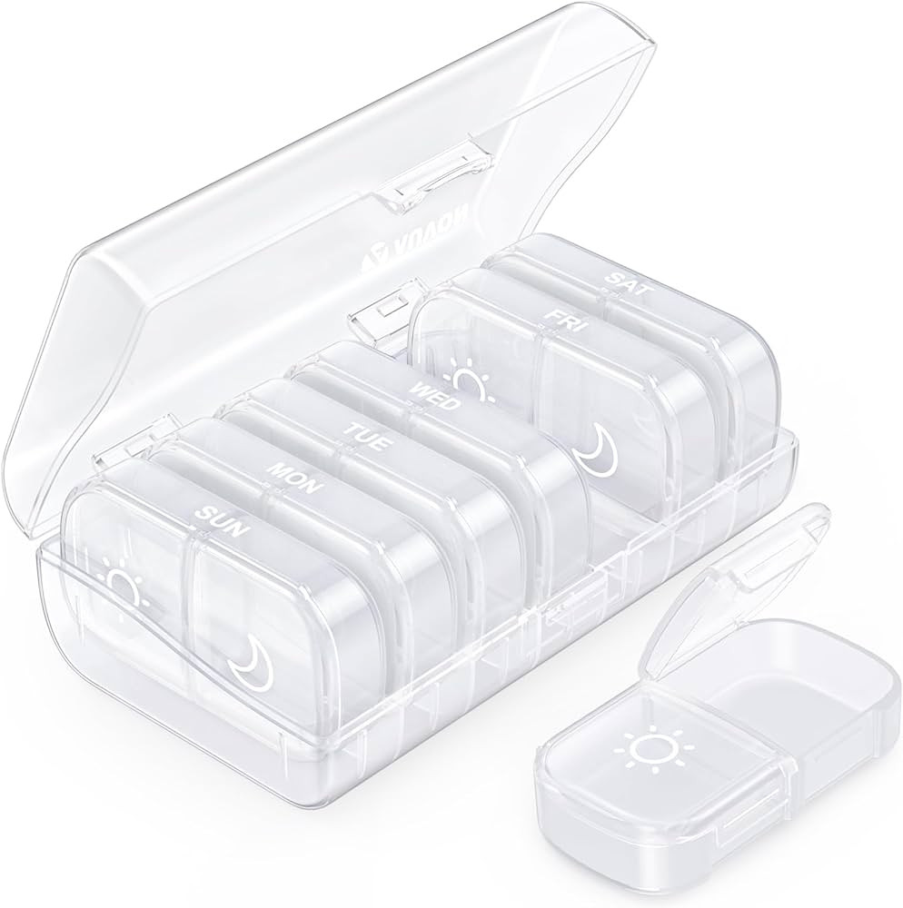 AUVON XL Weekly Pill Organizer 2 Times a Day, Pill Box 7 Day with One-Side Large Openings for Eas... | Amazon (US)