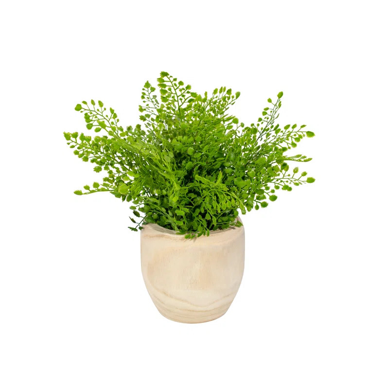 15" Artificial Fern Plant In Wood Pot | Wayfair North America