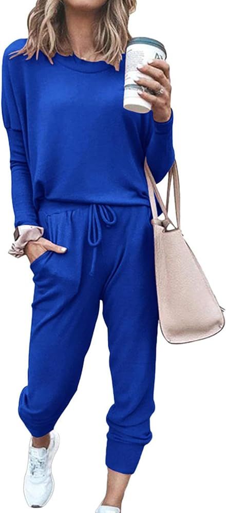 PRETTYGARDEN Womens Long Sleeve Crewneck Pullover Tops And Long Pants Tracksuit | Amazon (US)