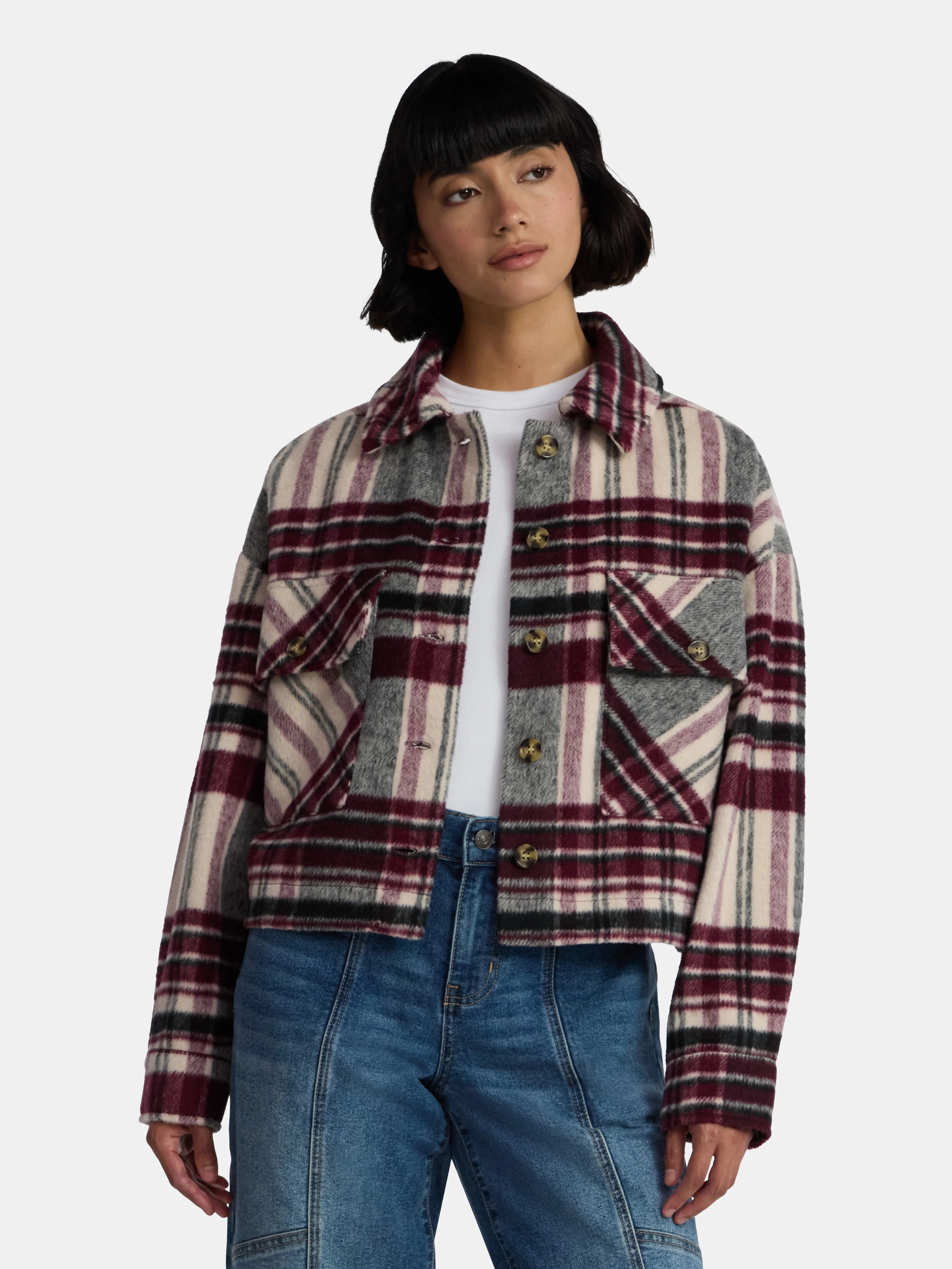 Madden NYC Women’s Plaid Jacket, Midweight, Sizes XXS-XXL | Walmart (US)