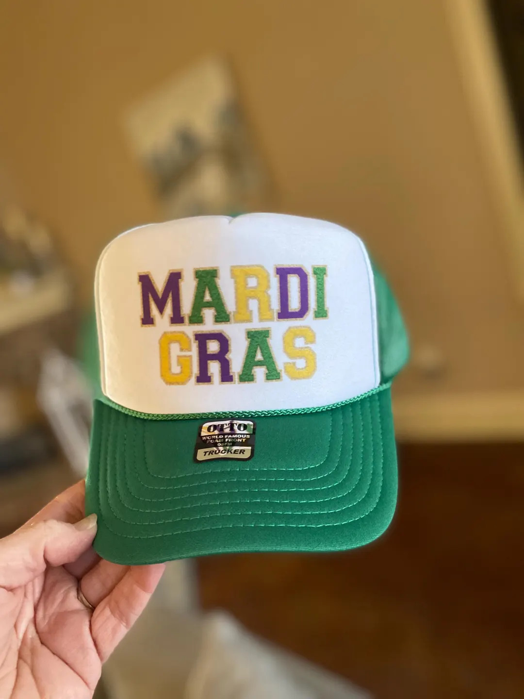 Mardi Gras Printed Faux Patch Trucker Caps - Etsy | Etsy (US)