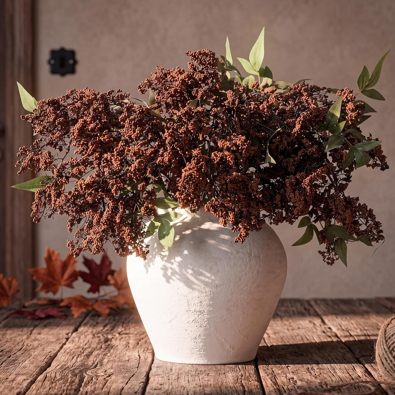 3 Pcs 43 Inch Dark Brown Berry Stem for Vase Fall Artificial Faux Sedum Berry Stem Autumn Realistic Flowers Pick Spray Floral Branch for DIY Wedding Bouquet Mantel Holiday Harvest Home Decor | Amazon (US)