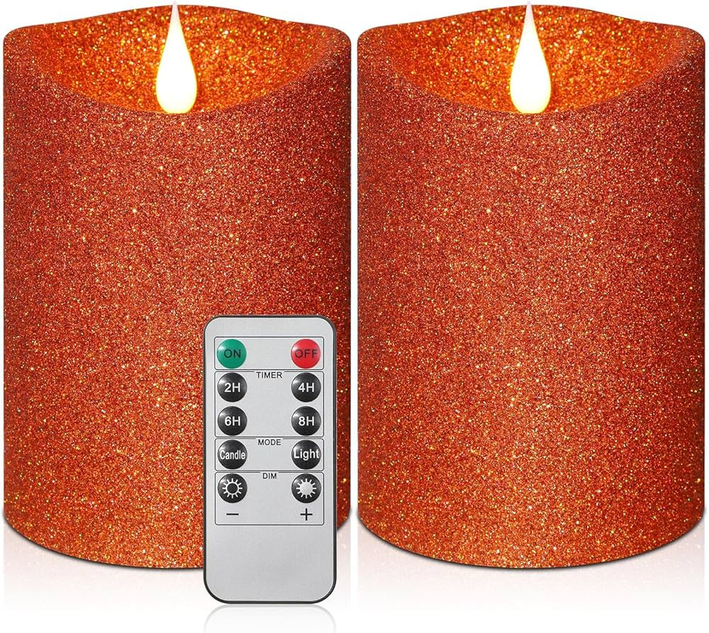 Retisee 2 Pcs Glitter Flameless Candles, 3.5'' x 5'' Realistic Artificial Metallic Flame LED Cand... | Amazon (US)