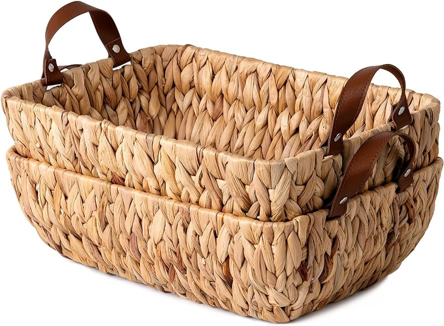 Labcosi Wicker Baskets for Organizing, Toilet Paper Basket Organizer, Water Hyacinth Towel Storag... | Amazon (US)