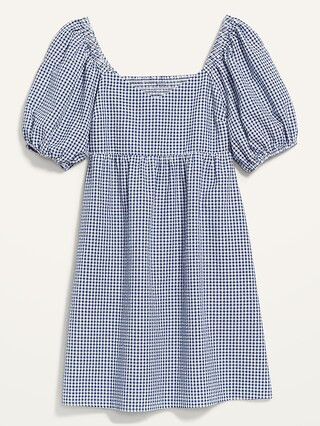 .Fit & Flare Puff-Sleeve Seersucker All-Day Mini Dress | Old Navy (US)