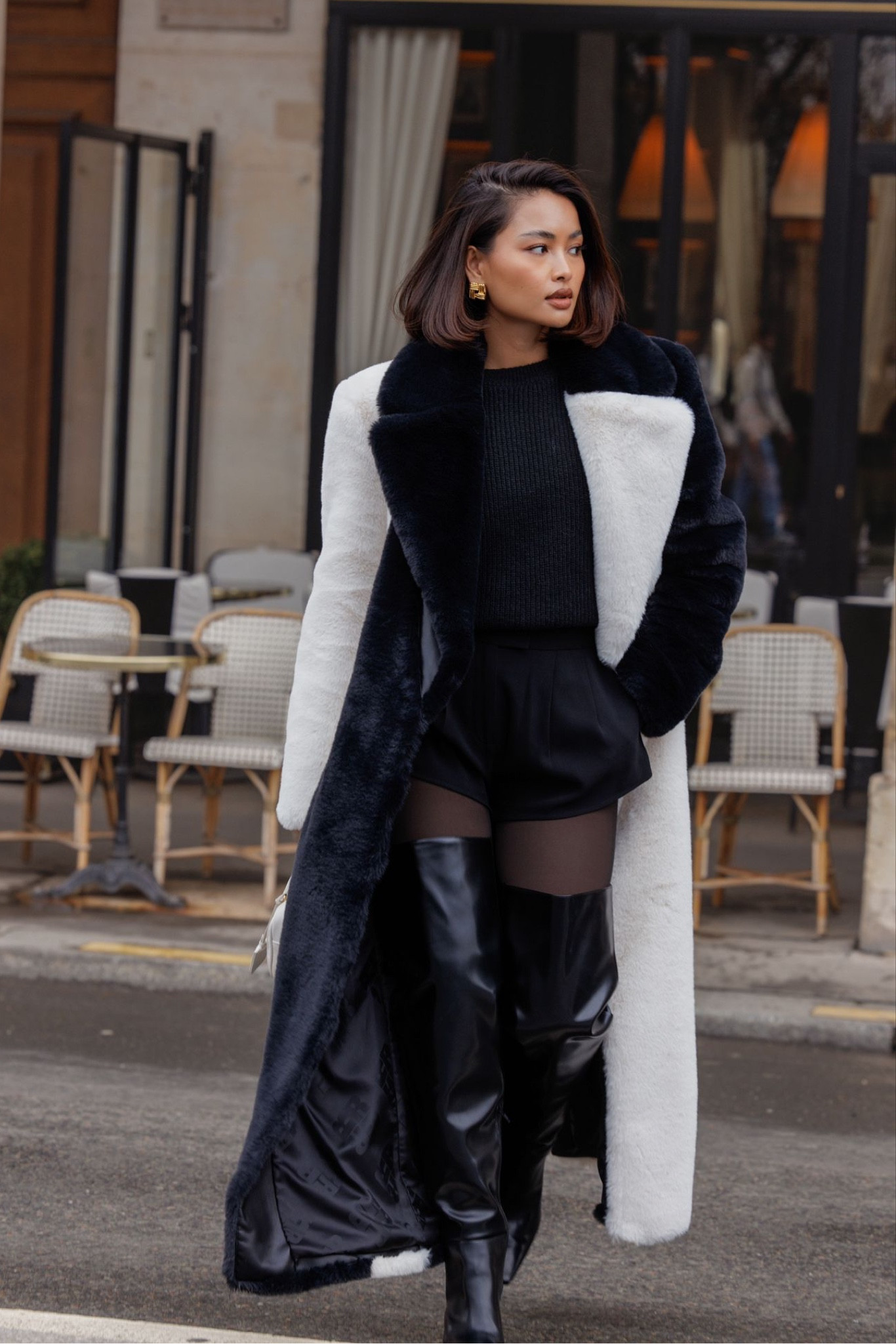 Rotate, The outnet, Revolve, H&m, Miu miu, & Other stories, Farfetch, Jakke, Topshop, Asos, transitional outfit, transitional style, winter outfit, winter fashion, faux fur coat, fur coat, black and white coat, tailored shorts, black shorts, fleece lined tights, thermal tights, black knit jumper, over the knee boots, knee high boots, heeled boots, luxury fashion, luxury bag, it bag, black and white outfit, london style, paris style, winter outfit ideas, style inspiration 

#LTKeurope #LTKstyletip #LTKSeasonal