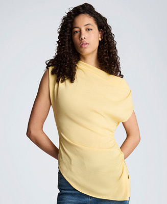 Women's Asymmetrical Drape Short-Sleeve Top | Macy's