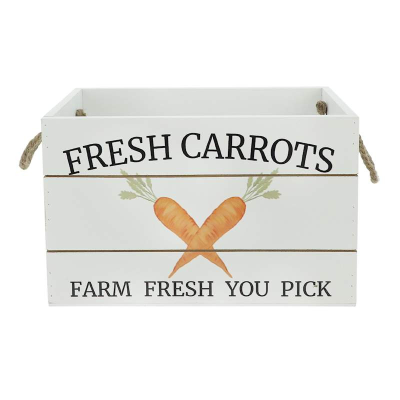 Easter White Wood Fresh Carrots Bin, 12" | At Home