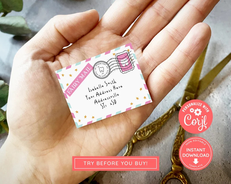 Printable Mini Tooth Fairy Set Pink With Envelope, Receipt and Fairy Letter, Instant Download and... | Etsy (US)