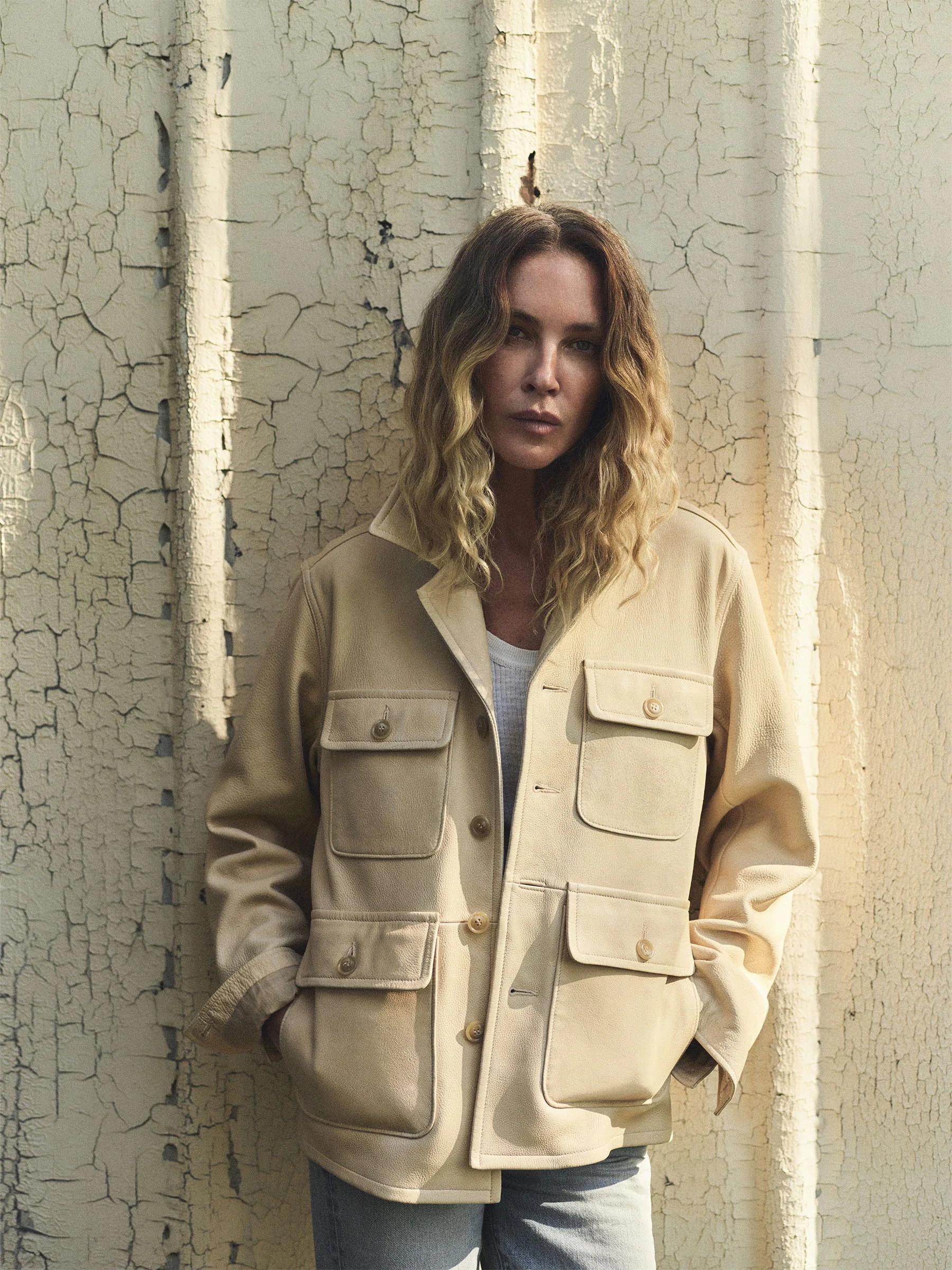 Ivory Pebbled Deerskin All Day Field Jacket | Buck Mason