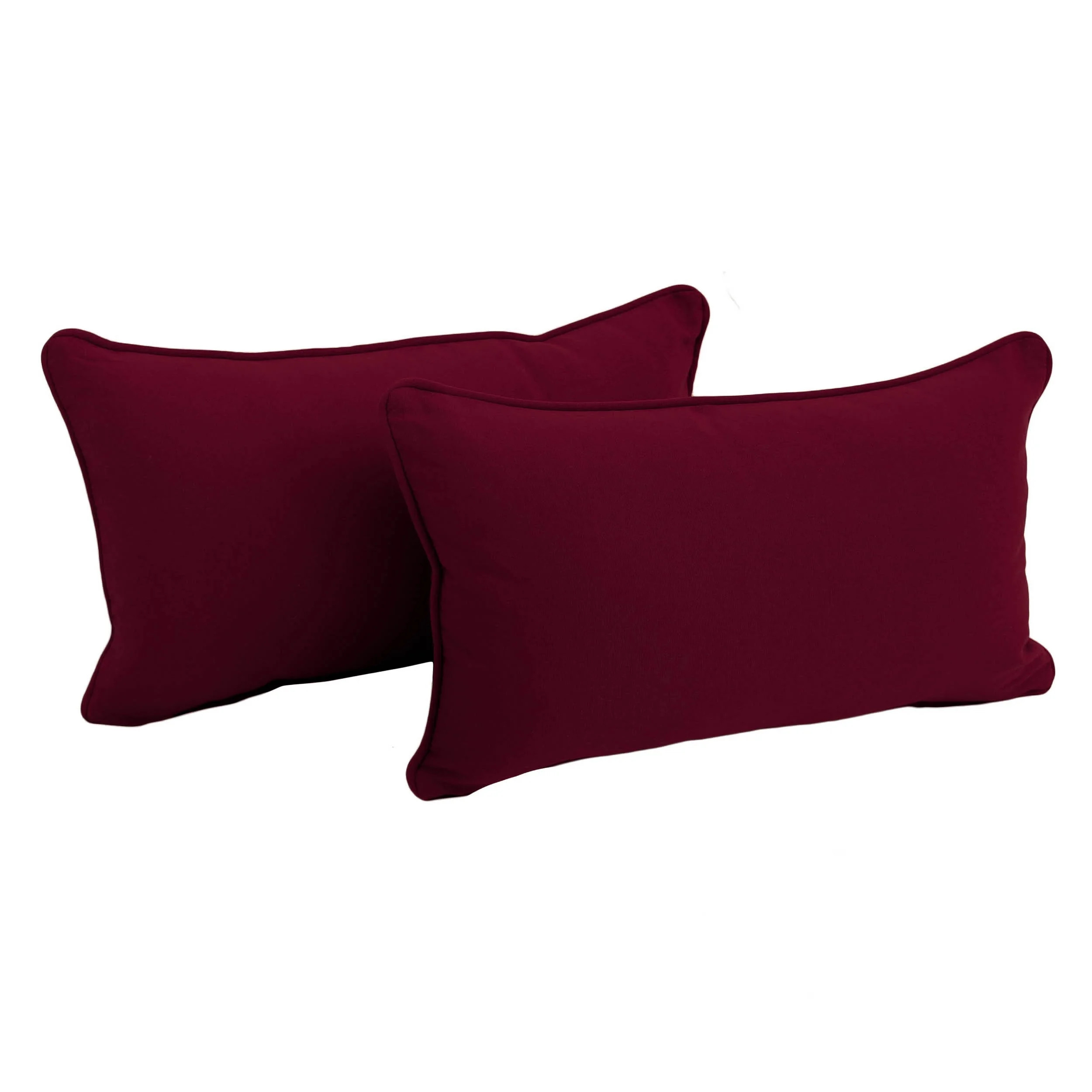 20-inch by 12-inch Double-corded Solid Twill Back Support Pillows with Inserts (Set of 2) - Burgu... | Walmart (US)