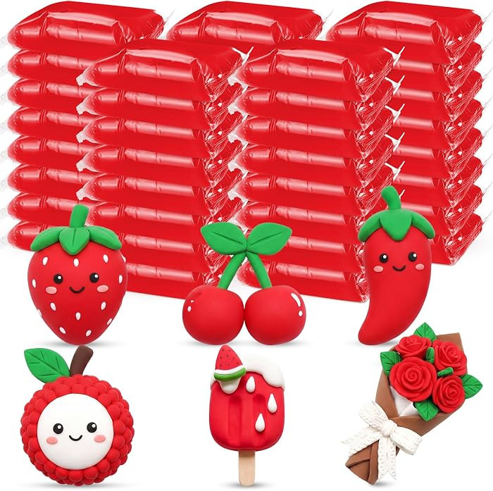 VioraWhite 40 Pcs 21 oz Air Dry Clay Bulk Modeling Clay,Red | Amazon (US)