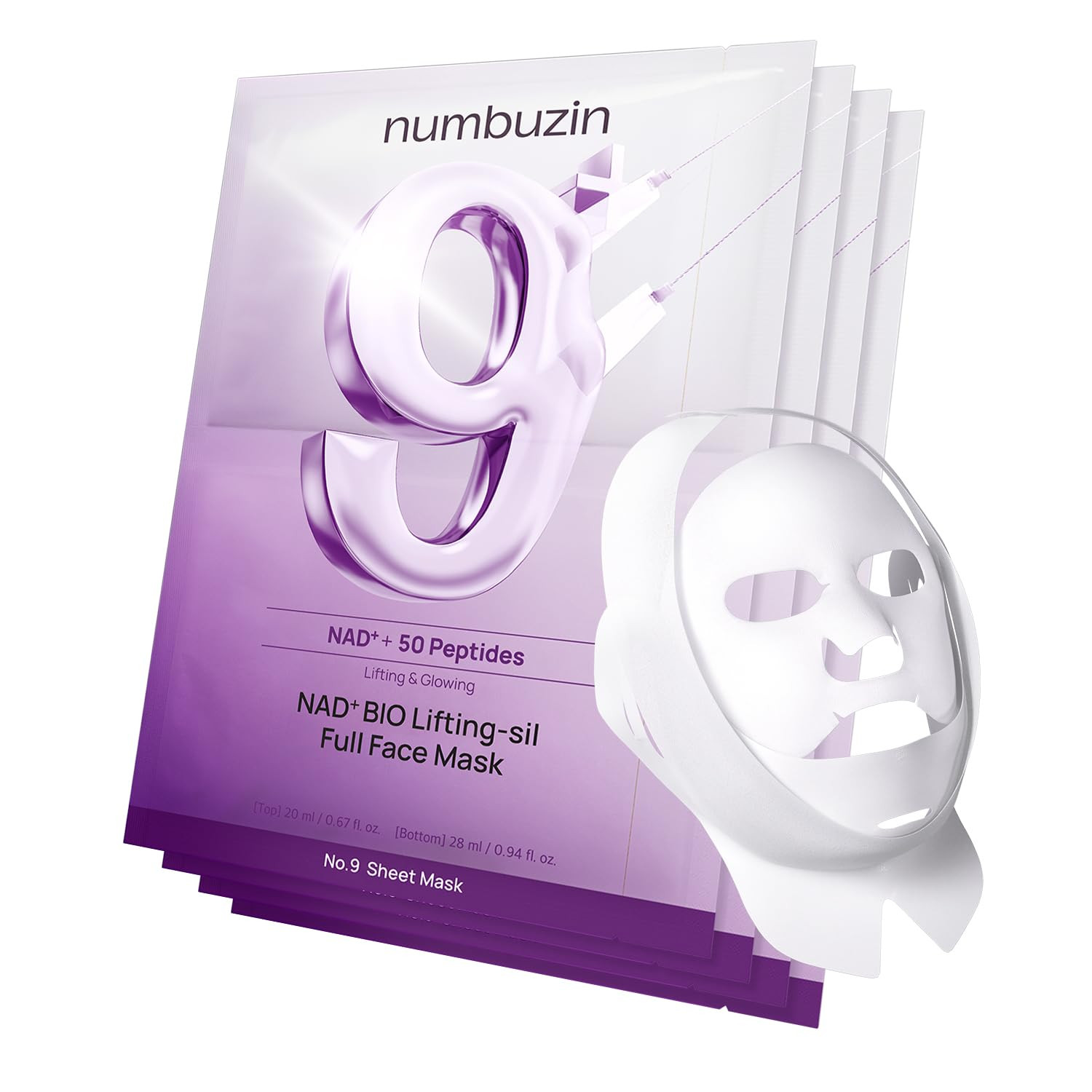 numbuzin No.9+ NAD+ BIO Lifting Full Face Mask, Peptide & Collagen Two-Piece Firming Mask for a S... | Amazon (US)