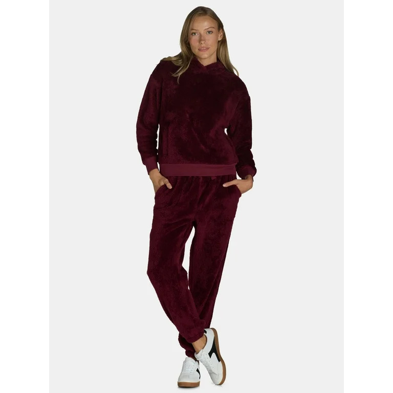 Time and Tru Women's Teddy Fleece Hoodie and Joggers Set, 2-Piece, Sizes XS- XXXL | Walmart (US)