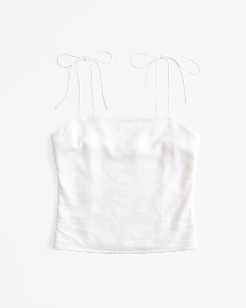 Women's Linen-Blend Tie-Strap Set Top | Women's Tops | Abercrombie.com | Abercrombie & Fitch (US)