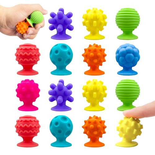 Easter Egg Fillers Basket Stuffers 16 Pack, Sensory Fidget Toys for Kids Toddlers, Calming Suction Toys for Autism ADHD, Classroom Students Prize Fidgets Bulk, Travel Toys for Boys Girls | Amazon (US)