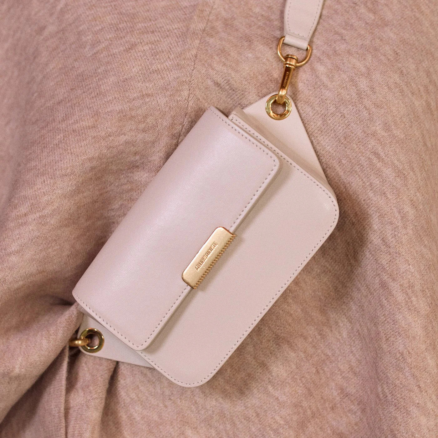 Roquette Belt Bag - Off White Box Leather | ATELIERS AUGUSTE