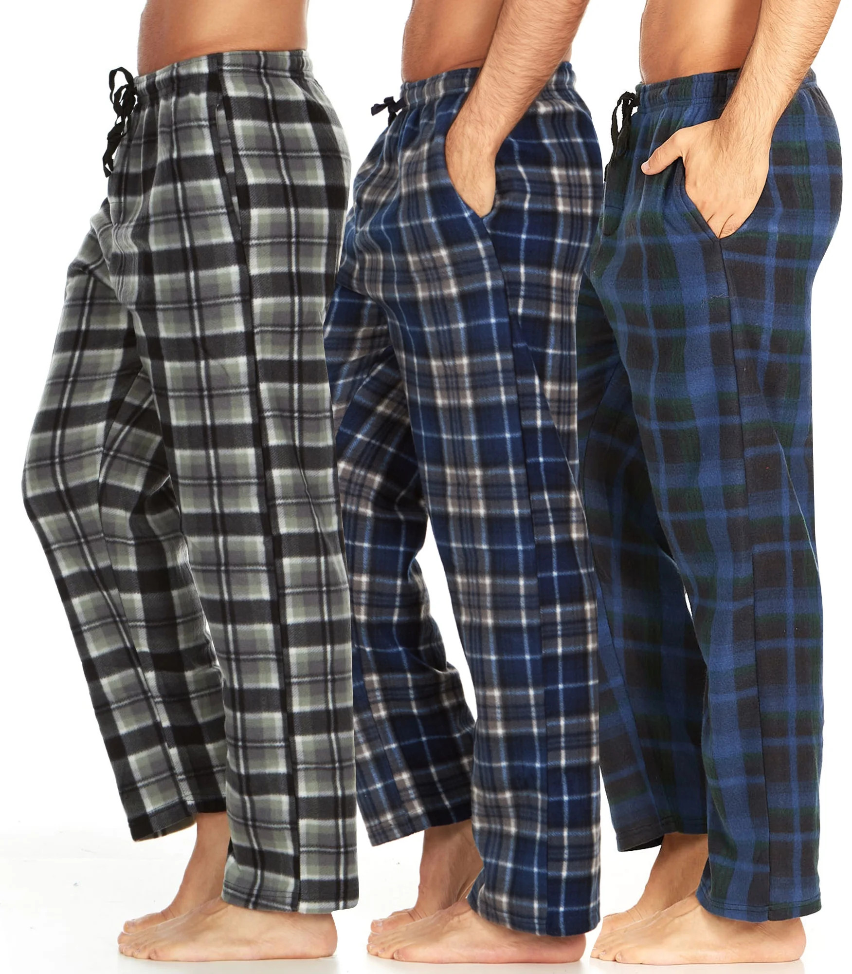 DARESAY Mens 3 Pack Pajama Pants for Men, Microfleece Pajama Pants, Men's Pajamas, Sleep pants wi... | Walmart (US)