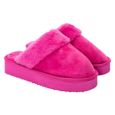 Ladies Faux Fur-Lined Platform Mule Slippers | Five Below