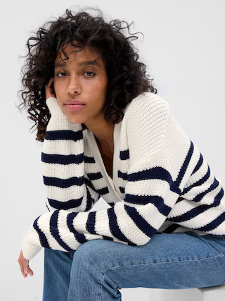 Shaker-Stitch V-Neck Cardigan | Gap Factory