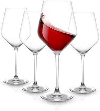 JoyJolt Layla Red Wine Glasses, Set of 4 Italian Wine Glasses, 17 oz Clear Wine Glasses – Made in Eu | Amazon (US)