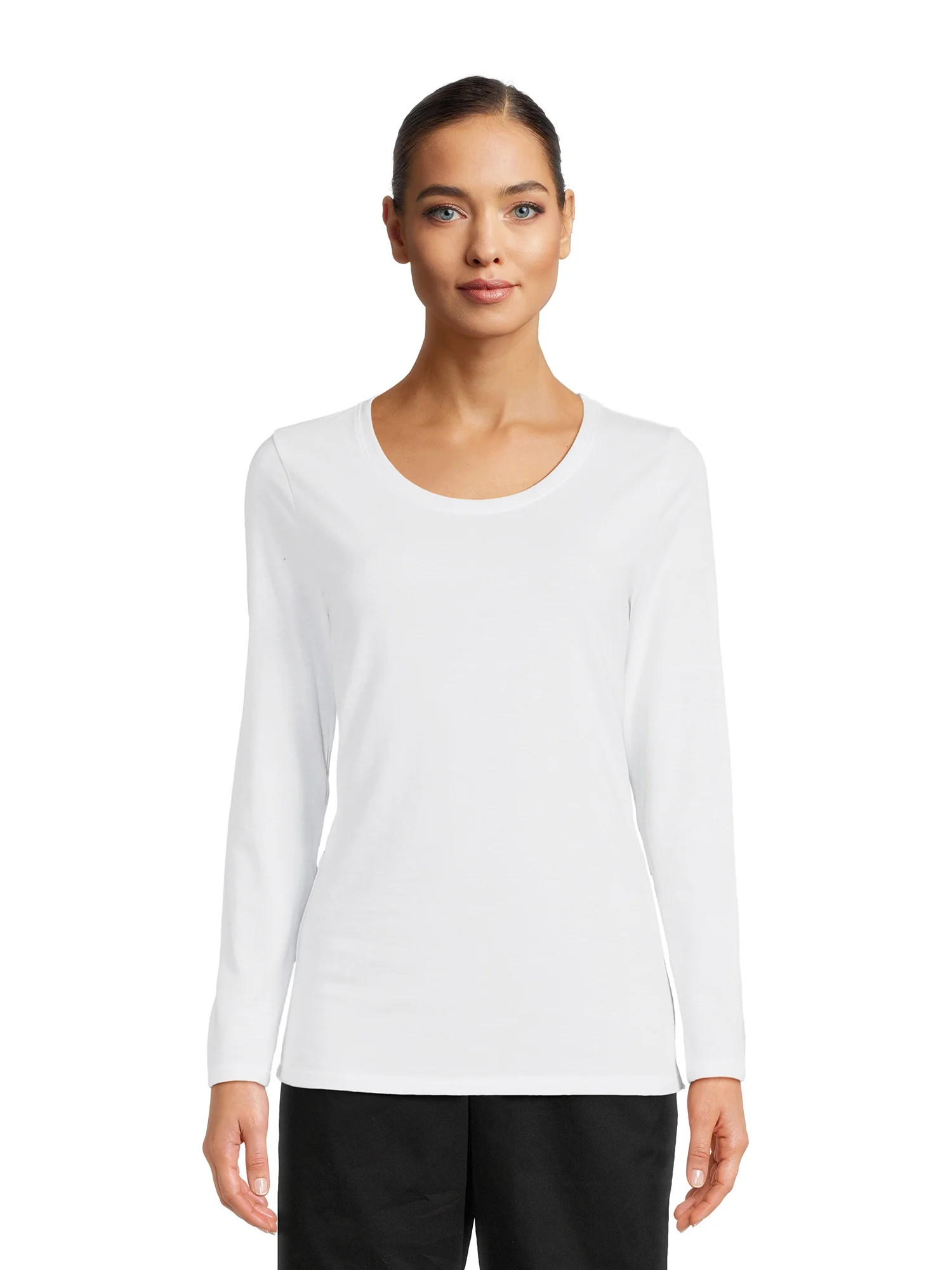 No Boundaries Juniors Scoop Neck T-Shirt with Long Sleeves, Sizes XS-XXXL | Walmart (US)