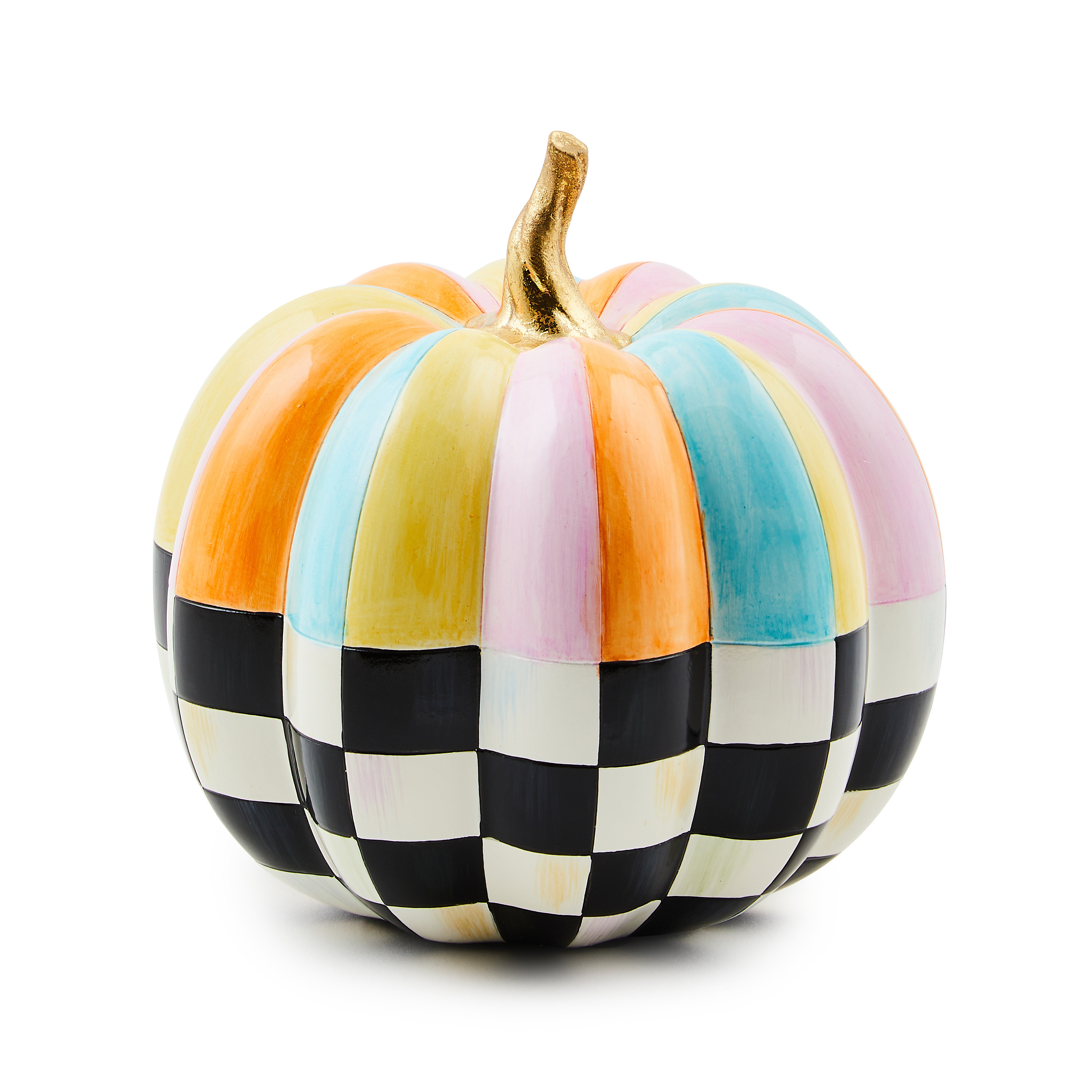 MacKenzie-Childs Cotton Candy Mini Check & Stripe Pumpkin | MacKenzie-Childs