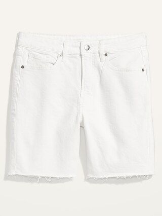 High-Waisted O.G. Straight White Cut-Off Jean Shorts for Women -- 7-inch inseam | Old Navy (US)