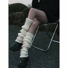 pair Girls Solid Color Vertical Stripe Warm Cute Decorative Leg Warmers Suitable For Spring Autumn And Winter | SHEIN