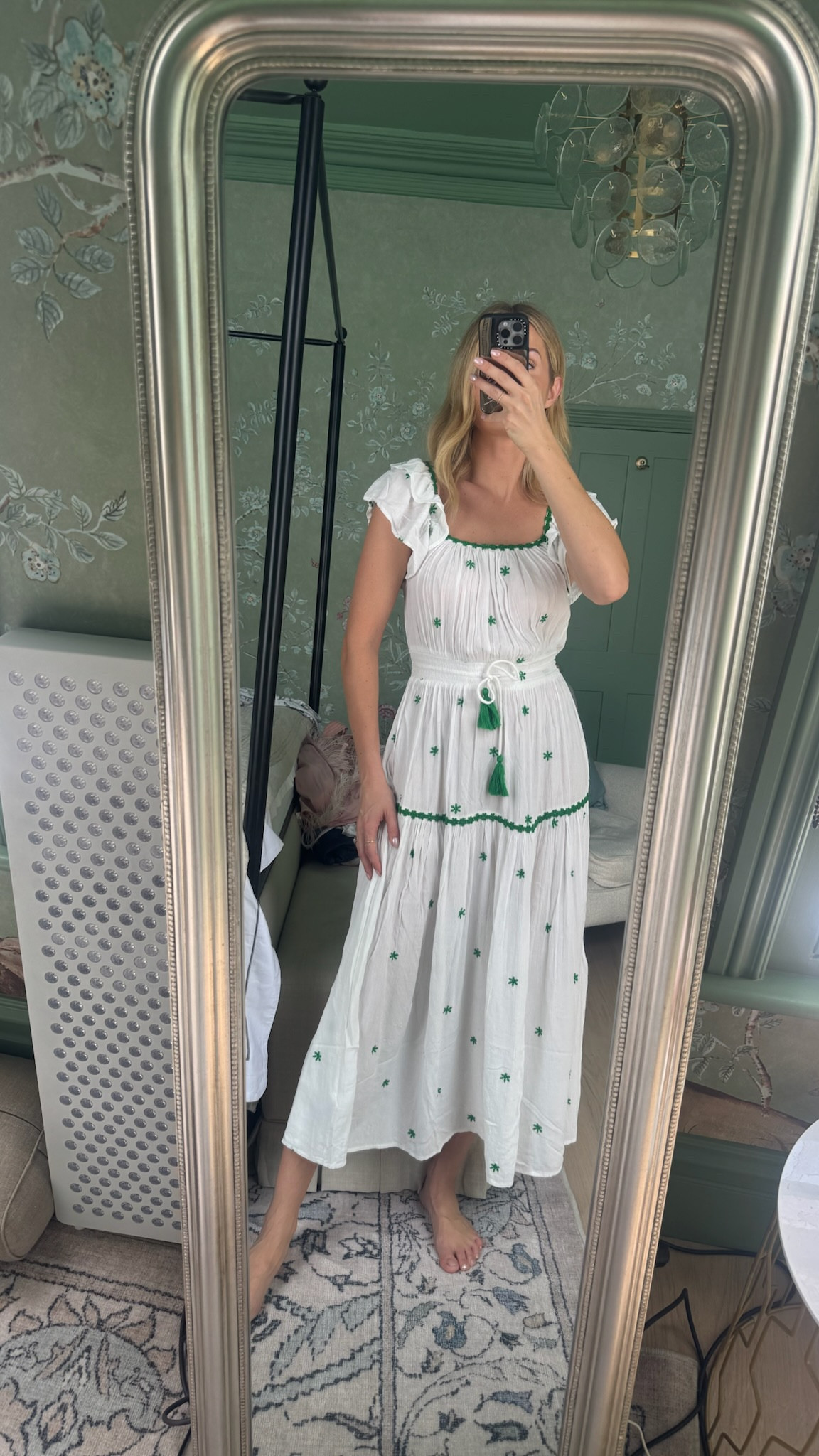 I found the perfect summer dress ☀️

White summer maxi dress / Green embroidery / Uk summer / holiday dress  

#LTKsummer #LTKstyletip #LTKdresses