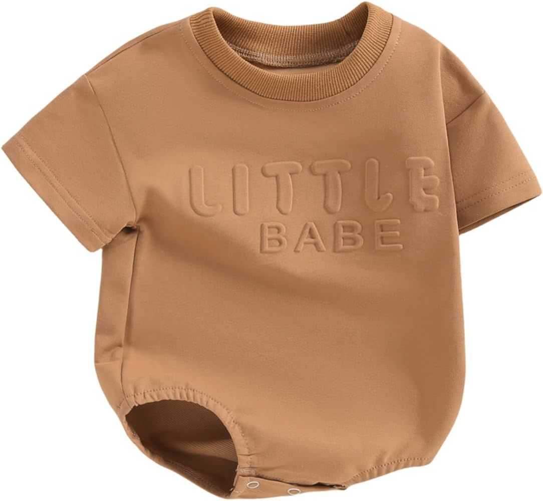 Infant Baby Boy Girl Summer Clothing Little Babe Romper Short Sleeve Oversized T Shirt Bodysuit | Amazon (US)