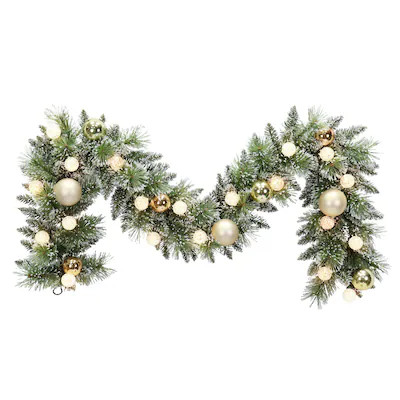 Holiday Living 6-ft Pre-lit Gold Decorated Indoor/Outdoor Artificial Christmas Garland with White... | Lowe's