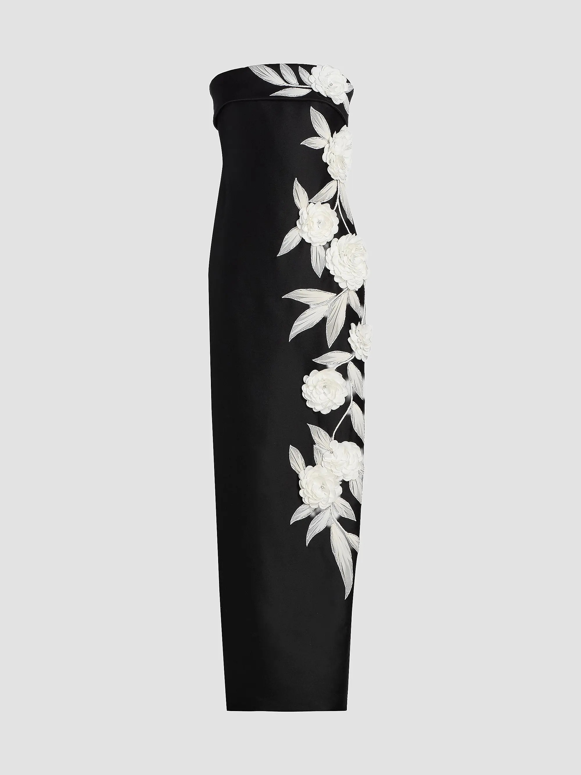Floral-Embroidered Stretch Mikado Column Gown | Saks Fifth Avenue